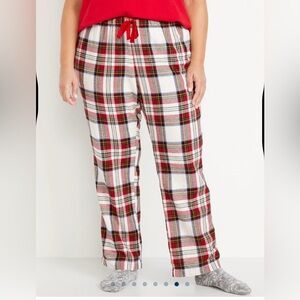 Old Navy Mid rise flannel sleep pants plaid lounge plus size 3X NWT white tartan